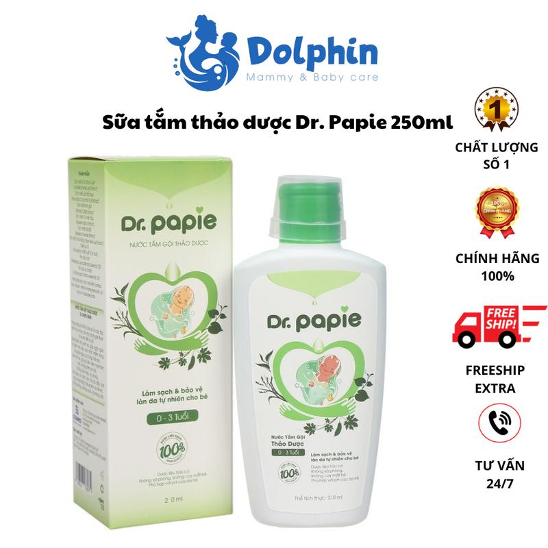 Sữa tắm thảo dược Dr papie 250 ml làm sạch và bảo vệ da bé bằng khoáng chất Cho Bé