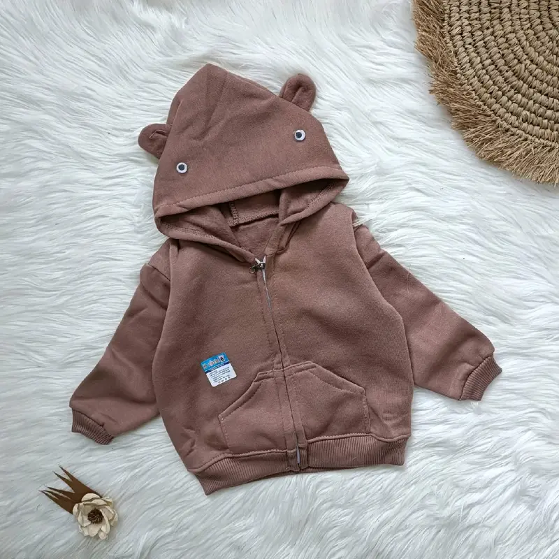 Jaket hoodie saku polos 3-12 bulan 5