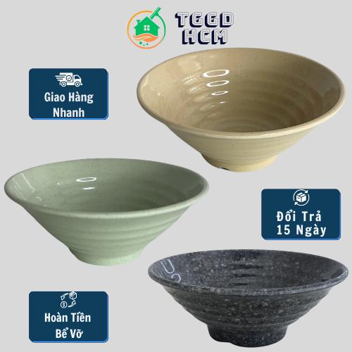 Tô nhựa mỳ gói, tô nhọn vân đá, tô 7 loe - tô nhựa miệng 18 cm dung tích 700ml melamine NT