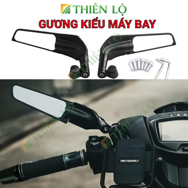 Kính Gương chiếu hậu xe máy xoay 360 độ, kiểu máy bay xe HONDA YAMAHA PKL Hợp Kim Nhôm Thiên Lộ