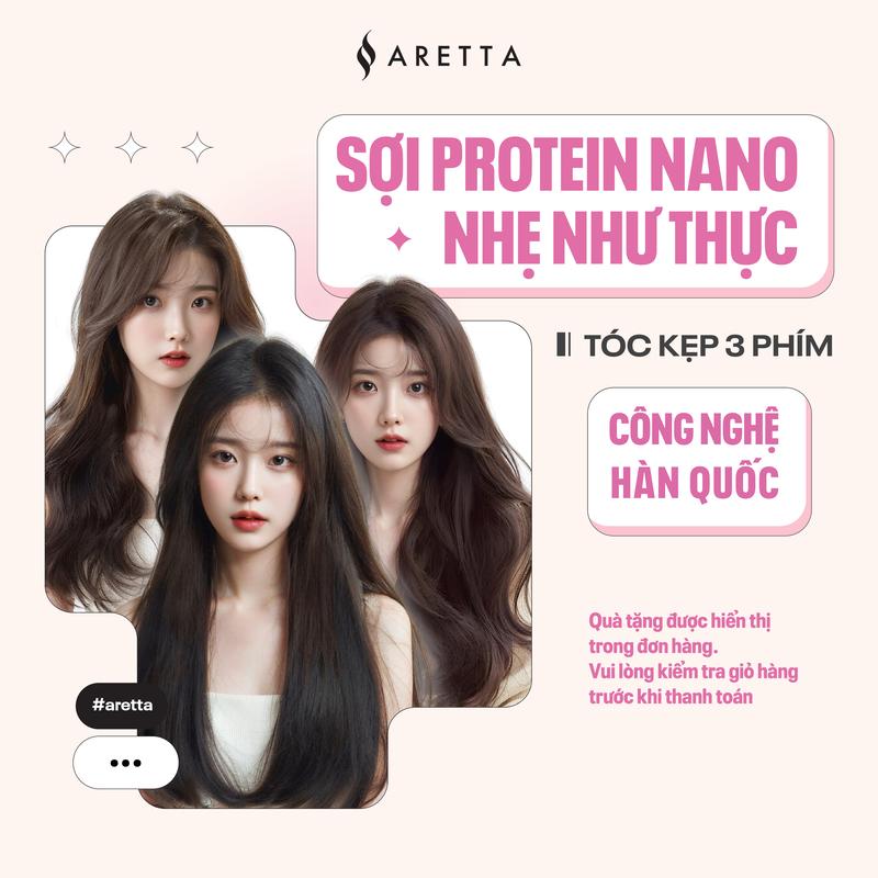 [Tặng Kèm Lược Gỡ Rối Và Xịt Dưỡng Tóc] Tóc Giả Nữ Kẹp Set 3 Mảnh ARETTA Công Nghệ Sợi Protein Nano Mềm Nhẹ Như Tóc Thật - Tóc giả ARETTA - Trải nghiệm cảm giác nhẹ như bay