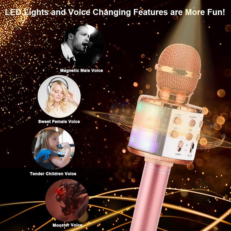 Product Introduction of Micro Karaoke Không Dây, Loa Cầm Tay Bluetooth, Máy Nghe Nhạc KTV Gia Đình, Có Đèn LED Nhảy Múa, Chức Năng Ghi Âm, Thích Hợp Cho Trẻ Em 6