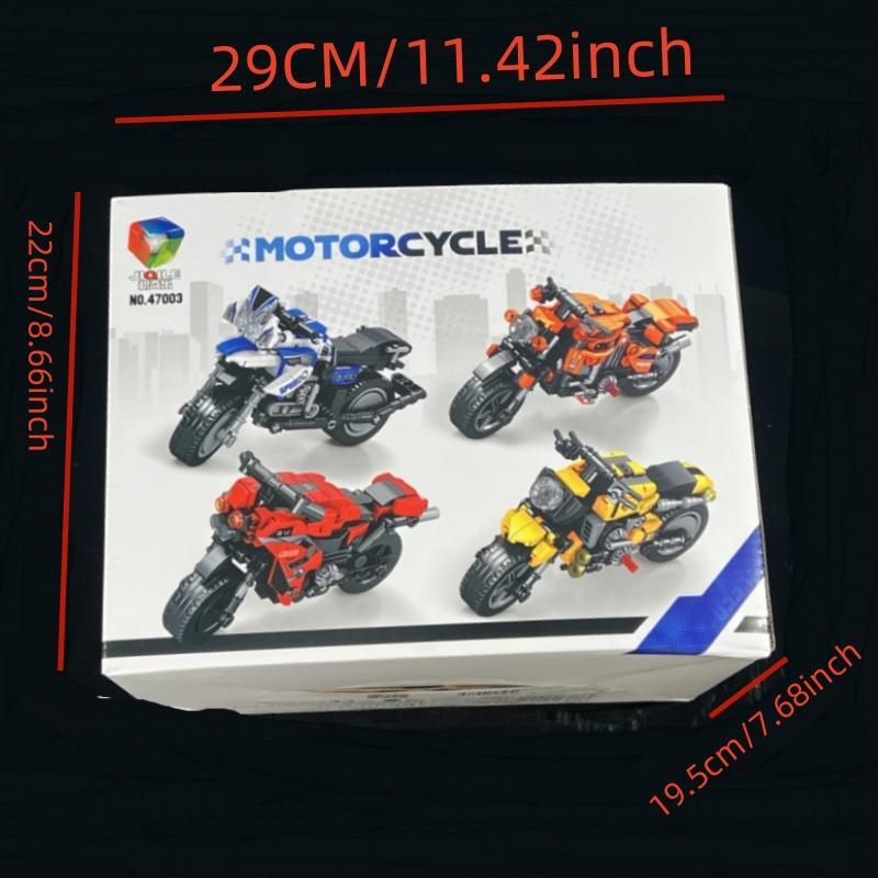 Product Introduction of Motorcycle Model Building Blocks, 4 Counts/box Assembled Motorcycle Toy Gifts, Creative Blocks Building Toy for Teens & Adults 1
