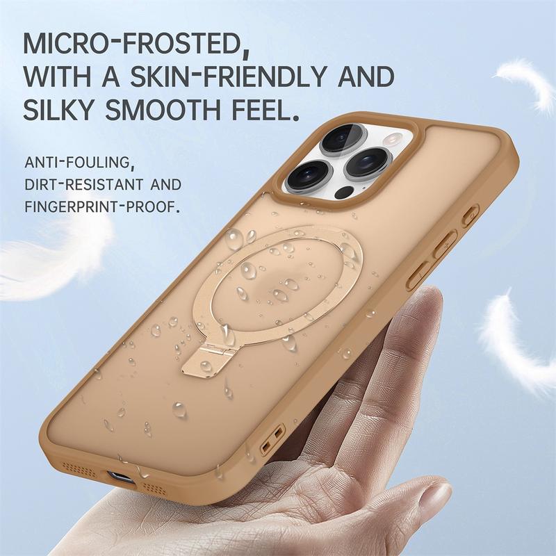 Product Introduction of Shockproof Magnetic Kickstand Matte Case For iPhone 16 15 14 Plus 13 12 Pro Max Case With Holder Stand Cover for Magsafe 6