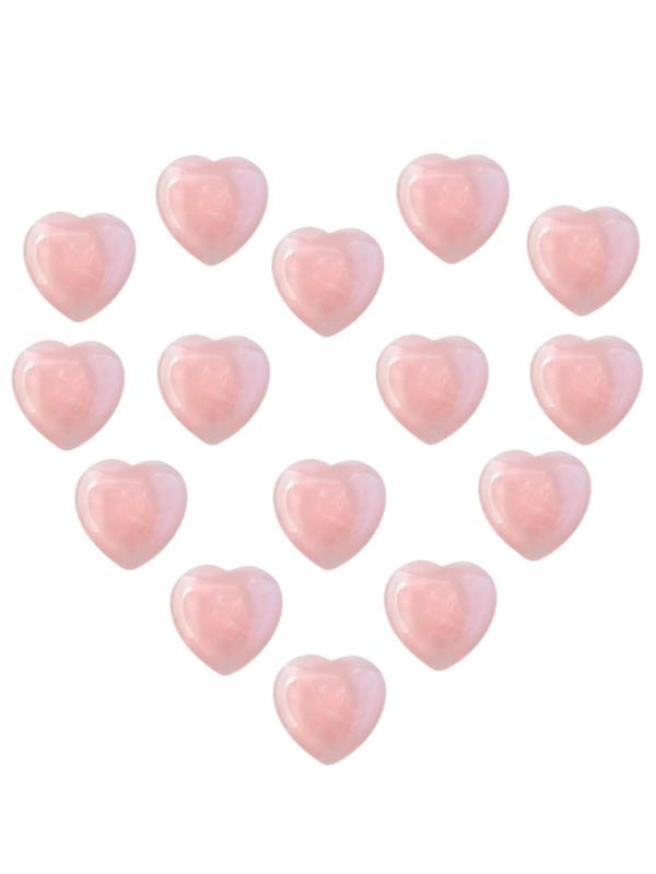 Natural Rose Quartz Heart Shaped Decoration, 15pcs/set Healing Love Crystal Stone, Home Decor, Gift for Friends & Family 0