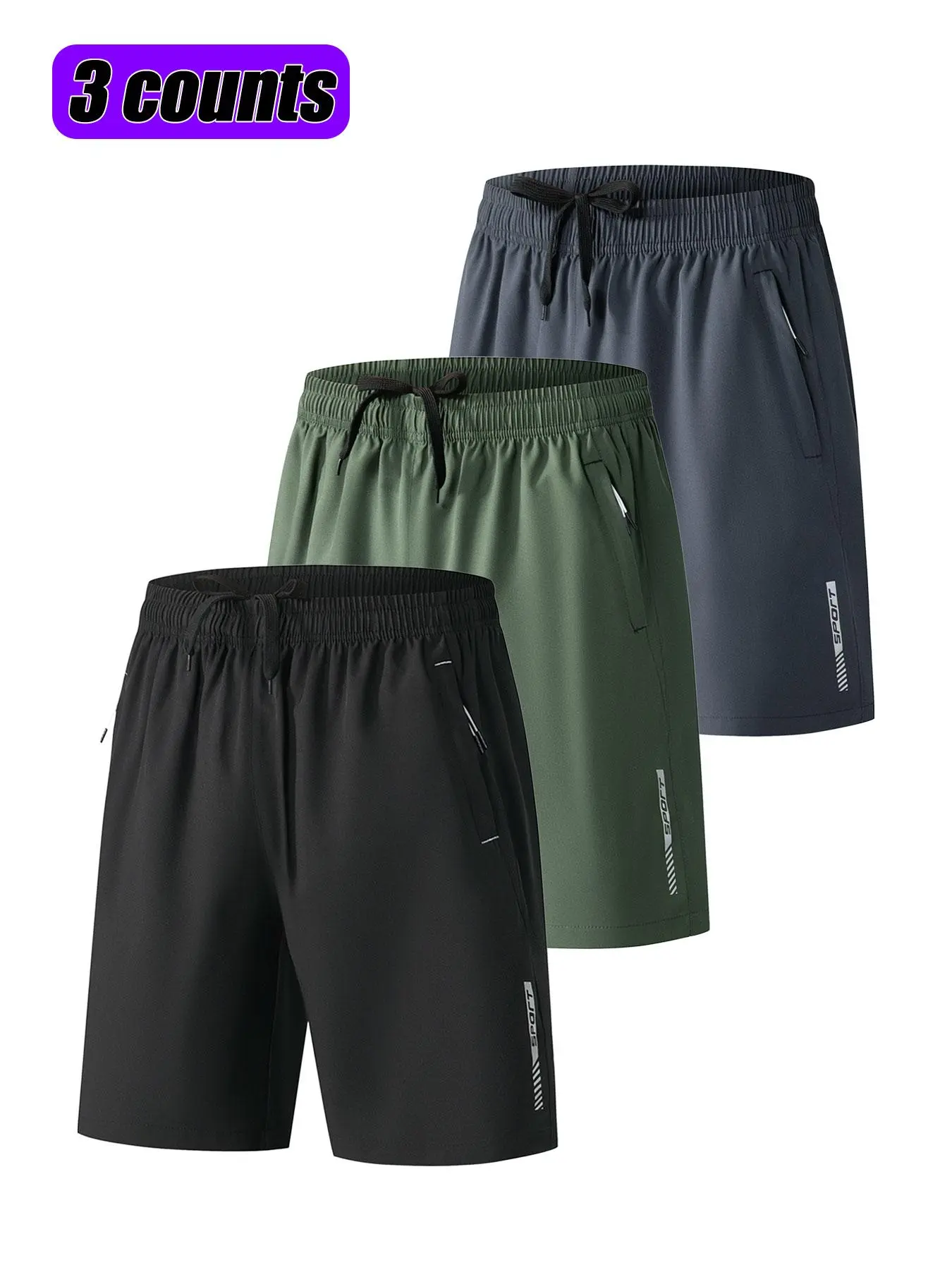 Men's Solid Color Quick Drying Breathable Training Shorts, Casual Comfy Shorts for Outdoor Sports, Men's Bottoms for All Seasons