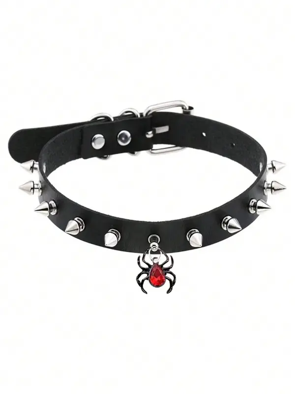 Punk Gothic Style Butterfly & Spider Design Choker, Fashionable PU Leather Choker for Women & Men, Trendy All-match & Exquisite Jewelry for Birthday Gift 2