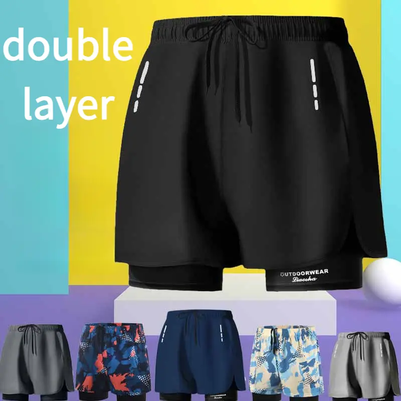 Men'S Swim Trunks - Quick-Dry, Double-Layer, Anti-Embarrassment, Large Size Beach Swim Shorts & Diving Swimsuit Set.