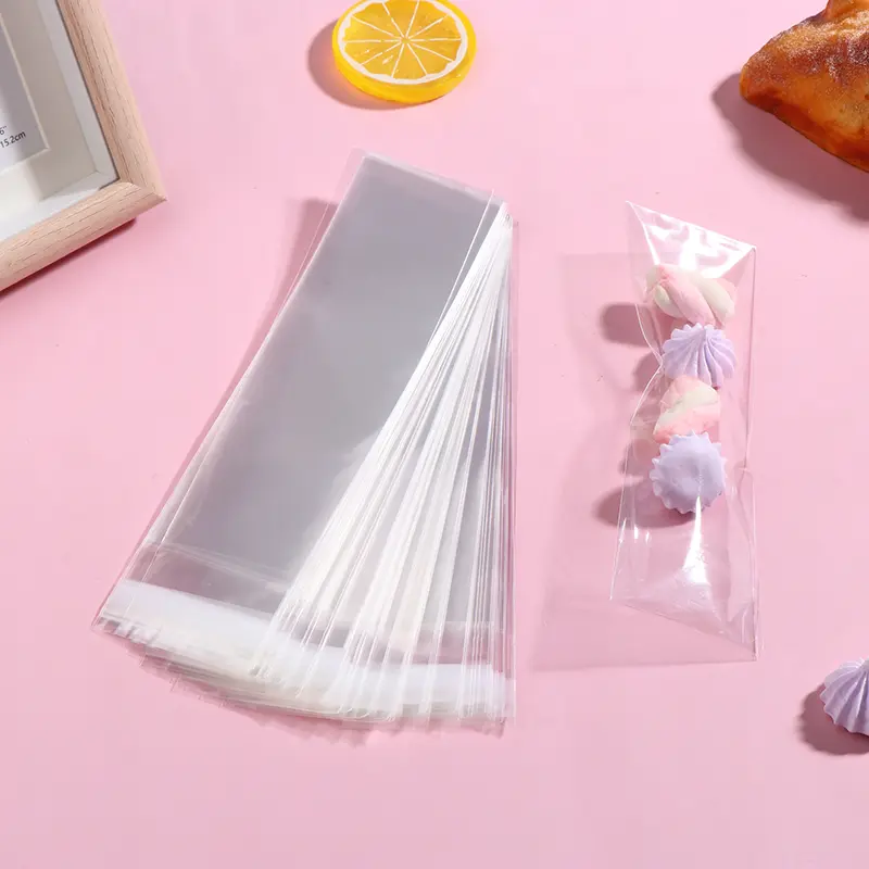 100Pcs Clear Self Sealing Long Candy Bags 5x20CM Pretzel Rod Bags Resealable Bag For Packaging Candy Gifts Favors