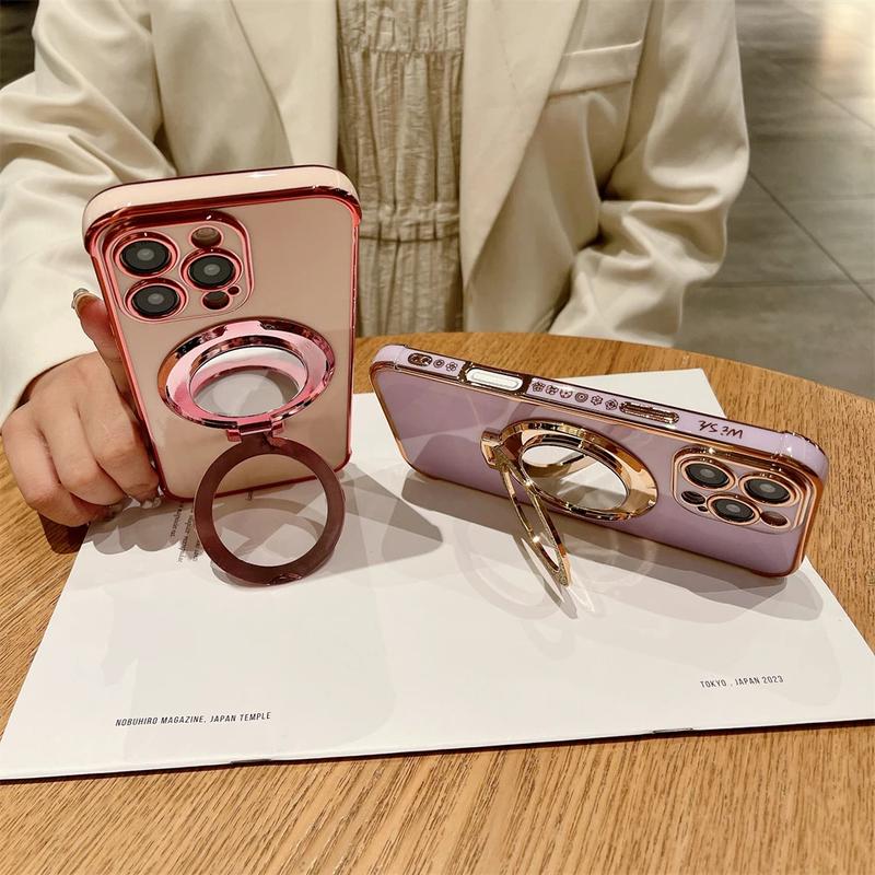 Product Introduction of Luxury Plating Cute Flowers Phone Case For iPhone 11 12 13 14 15 16 Pro Max Glitter Stand Soft Bumper Protector On 14 Pro Cover Protection Protective Casing Shockproof 2