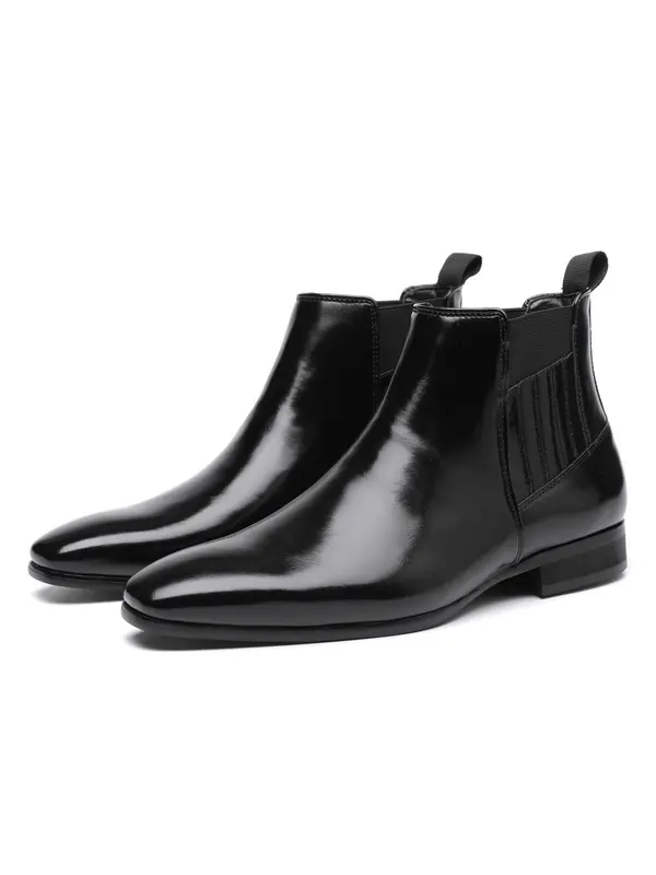 Men's Business Style Solid Color Chelsea Boots, Fashionable PU Leather Ankle Boots for Daily Wear, Casual Trendy Shoes for Party, Daily Clothing Decor 6