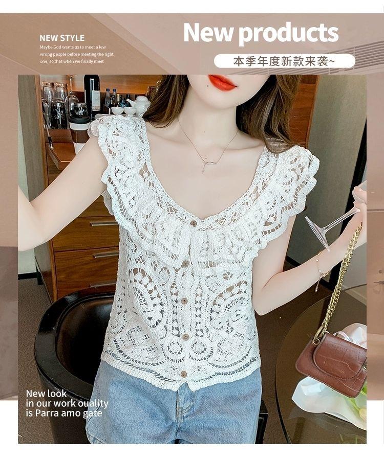 Product Introduction of Quần Áo Nữ, Bộ Sưu Tập Mùa Hè 2024, Áo Thun Ren Ngắn Khoét Lỗ Thiết Kế Đẹp, Độc Đáo Và Sang Trọng, Áo Không Tay Hàng Mới Về 6