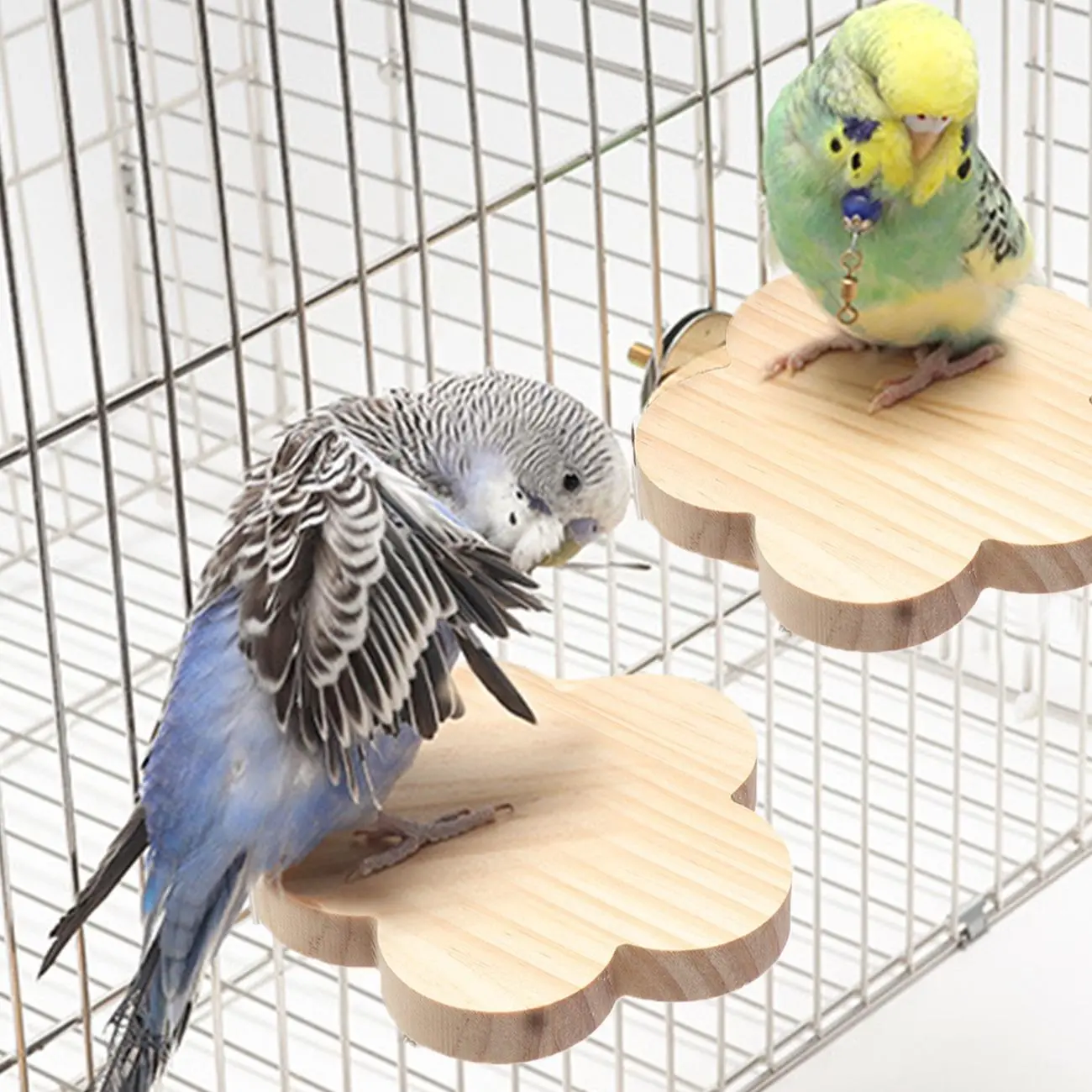 Wooden Flower Shaped Bird Perch (2pcs/set), Natural Wooden Stand Platform Suitable for Parrot, Cockatiel, Canary, Finches, Lovebirds, Parakeets, Pet Supplies for Birds