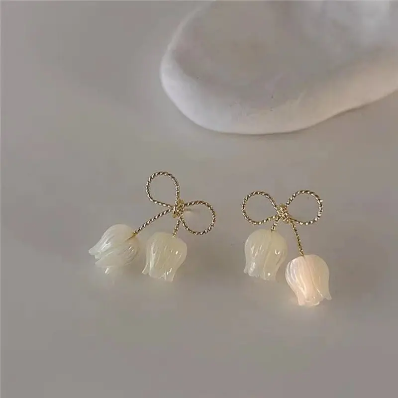 Casual Bow Flowers Earrings Hollow Stud Earrings Gift Girls Auspicious Birthday Ear Accessories #earringstyle #earring