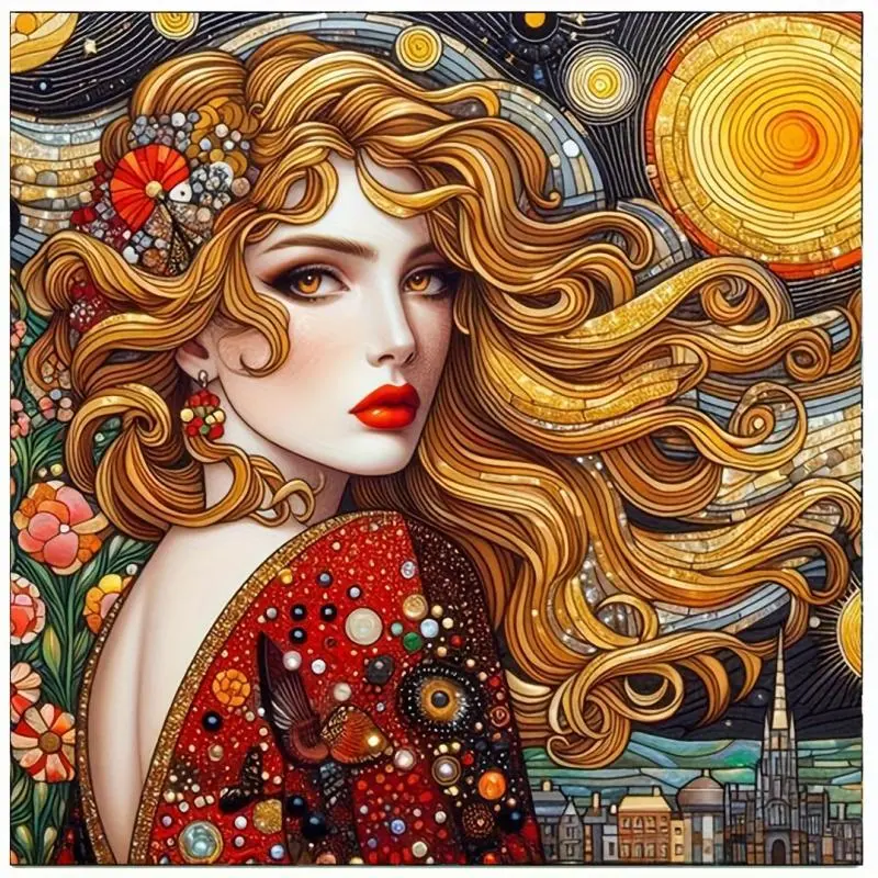 Cimt Style Diamond Arts Colorful Painting Kit, 1 Set Lipstick Woman Pattern DIY Diamond Arts Colorful Painting without Frame, Handmade Craft Wall Art Decoration