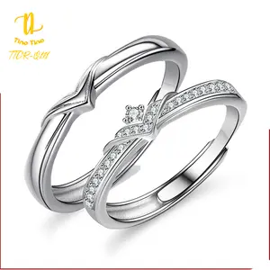 TINO Cincin Couple Q171 Wedding Ring V Aurel premium Zirconia/Cincin Pasangan Tunangan Nikah Premium Cewek Hadiah Silver  Cicin Permata Perak