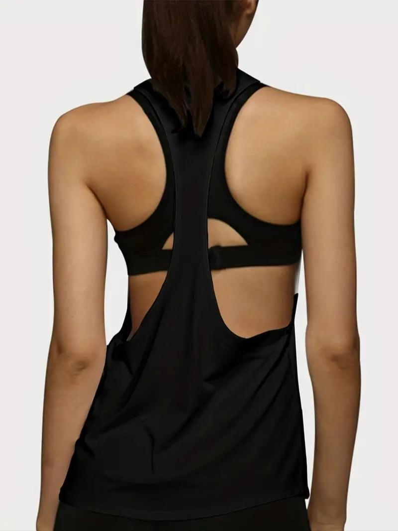 Product Introduction of Women's Solid Backless Sports Tank Top, Quick Drying Breathable Sleeveless Top for Running Training Yoga Wear, Ladies Sportswear Clothing for Indoor Outdoor Wear 8