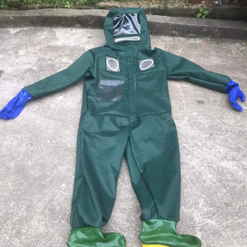 Bộ quần áo bắt ong chất liệu vải kaki 2 lớp dày, 5 ô thông gió, bắt tất cả các loại ong