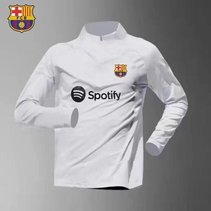 2425 Barcelona Real Madrid Bóng đá nửa có khóa kéo Cổ đứng dài tay Quần áo tập luyện Phù hợp với nam giới Chạy bộ thể thao khô nhanh Bộ hai mảnh 3