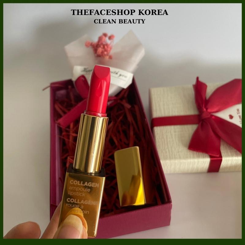 Product Introduction of Son Môi lâu trôi mềm mịn môi cao cấp TheFaceShop Collagen Ampoule Lipstick 3.5G 5