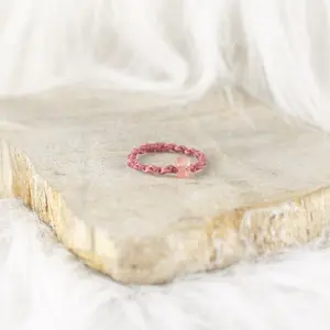 Cincin Tali Kal Manik Batu Hitam Peach Korea Handmade