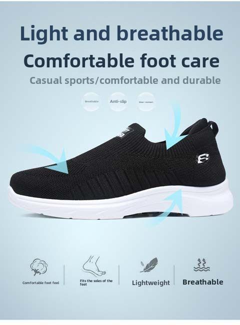 Product Introduction of รองเท้าไม่มีส้นผู้ชาย, รองเท้าฤดูร้อนบาง, ตาข่าย Flyknit ชั้นเดียว, ไม่มีลูกไม้, รองเท้าขี้เกียจ, รองเท้ากีฬา, ขายส่ง, ระบายอากาศได้, รองเท้ากีฬา, รองเท้าวิ่ง, รองเท้าสำหรับฝึกซ้อม, ลำลองและสะดวกสบาย, โปรโมชั่นใหม่, การชำระบัญชี 3