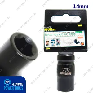 MOLLAR Mata Sok Pendek 14 mm Impact Wrench Deep Socket 1/2" Shock CIW