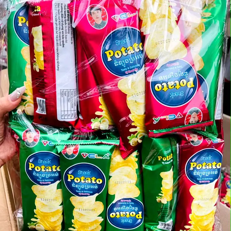 Bịch 30 gói bim potato xanh đỏ, snack khoai tây ăn vặt cổng trường, bim khoai tây potato xanh đỏ Food Sen