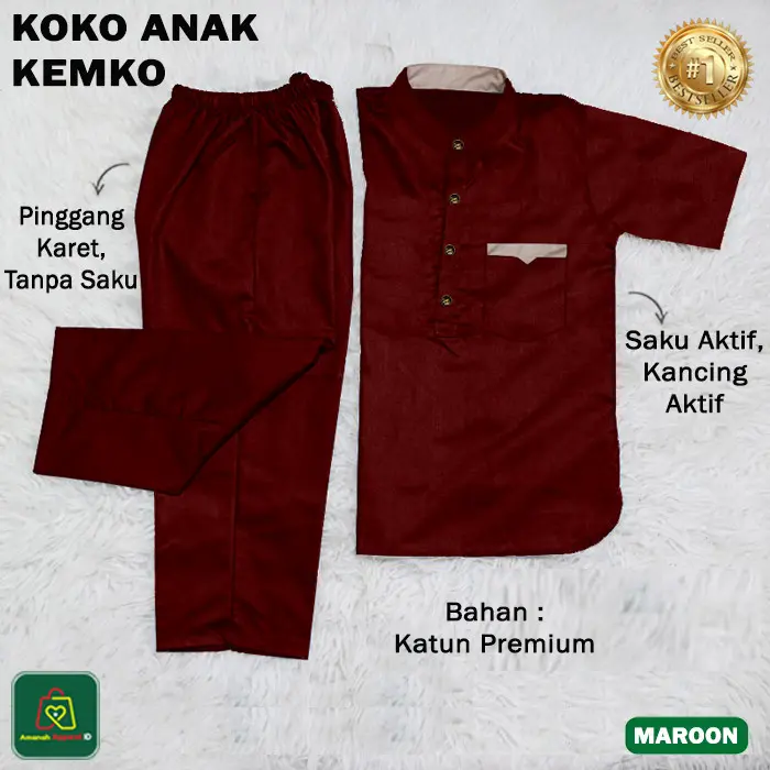 LPM 22241 KOKO ANAK KEMKO Setelan Baju Muslim Laki-laki Trendy Lengan Pendek Size XS-L Usia 2-15 Tahun