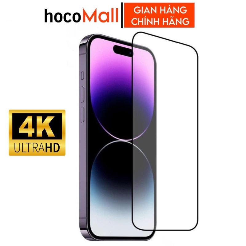 Kính cường lực siêu trong suốt độ nét 4k HOCO full viền dùng cho 11 12 13 14 15 xsmax xr ... hocomall