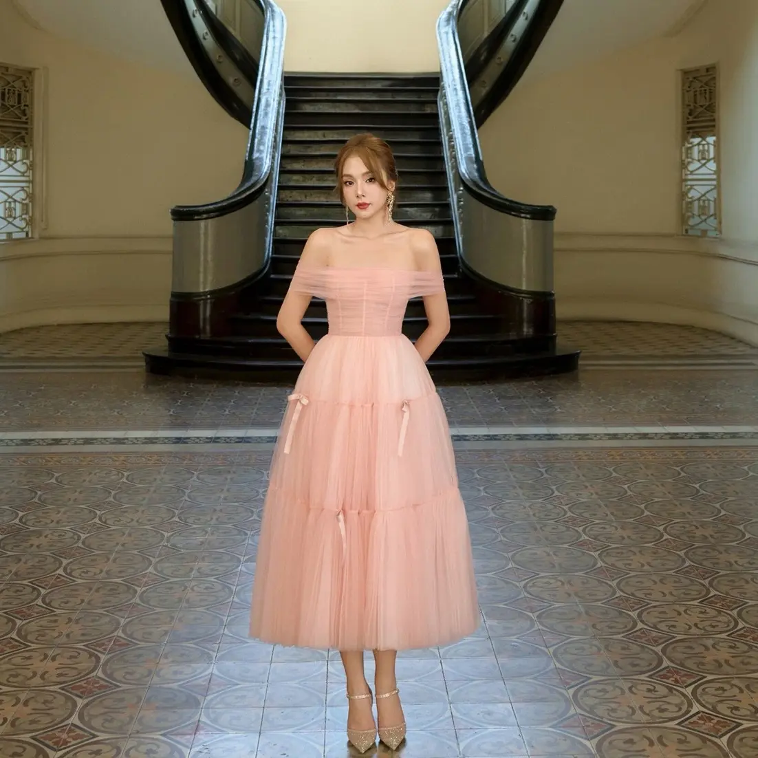 JOSEPHINE - váy Bowtie hồng - phù hợp với các bữa tiệc sang trọng, đám cưới, sinh nhật, prom