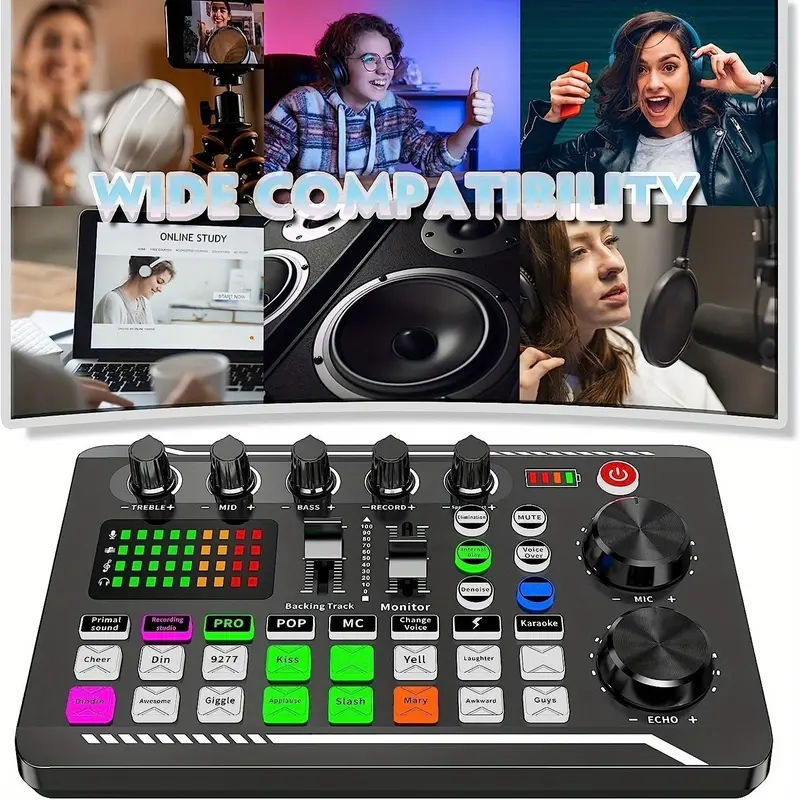 Podcast Equipment Bundle, Audio Interface with Studio Condenser Microphone, DJ Mixer for Podcasting, Singing, Streaming and Gaming 6