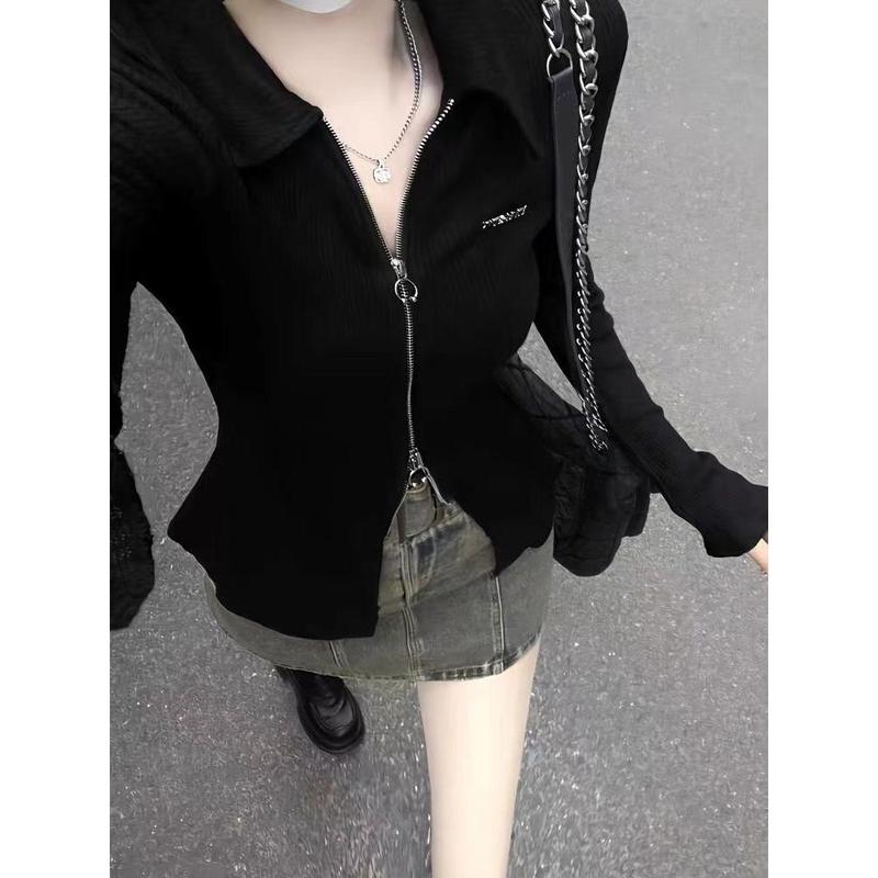  Áo Thun Dài Tay Thanh Lịch Bó Sát Cổ Polo Nữ Có Khóa Kéo Độc Đáo Thiết Kế Đẹp Dáng Ôm Dễ Thương Và Gợi Cảm Thích Hợp Cho Mùa Mùa Xuân Và Mùa Thu Phong Cách Cô Gái Nóng Bỏng 