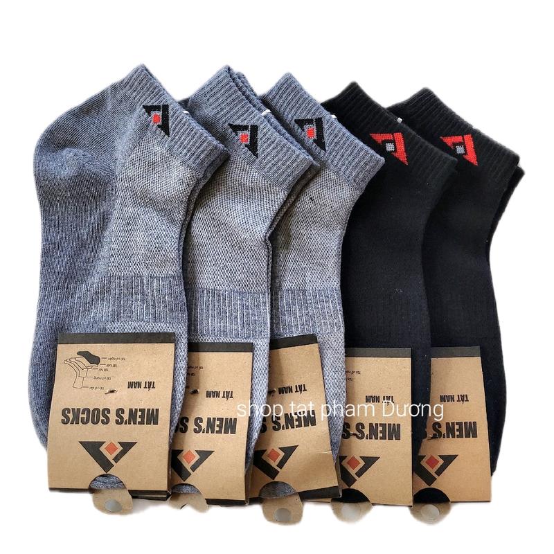 [ Combo 10 ] Đôi Tất Nam Cổ Ngắn Bo Chun Logo T&T Mix 2 Màu ĐEN + GHI Đơn Giản Độ Dày Vừa Phải Lưới Thoáng Khí Khử Mùi Đến Mắt Cá Chân Hàng VNXK