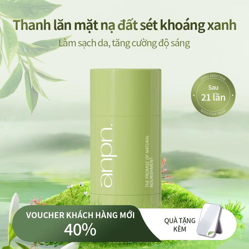 anpn Thanh Lăn Mặt Nạ Đất Sét Bùn Khoáng Xanh Với Chiết Xuất Bột Trà Xanh Và Rau Má Clay Stick Mask 40g - Hỗ Trợ Làm Sạch Và Sáng Da, Cải Thiện Lỗ Chân Lông Và Giảm Mụn Đầu Đen Dành Cho Học Sinh, Sinh Viên, Nhân Viên Văn Phòng Skincare nam và nữ