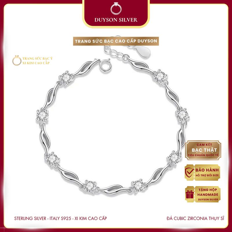 Vòng tay bạc Ý 925 Mạ vàng cao cấp Duyson Silver Lắc tay bạc đính đá CZ6A Thụy Sĩ lấp lánh sang trọng CRYSTAL VINE