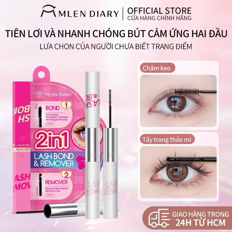 Keo 2 Đầu Mascara Mlen Diary 4in1 kết hợp dung dịch tẩy keo, thiết kế tiện lợi 4g 7