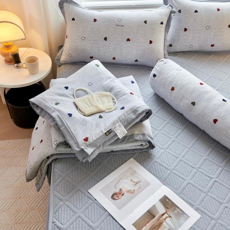 Bộ chăn ga gối cotton đũi nhập khẩu, set 5 món chăn trần hè, ga trần bọc đệm cao từ 5cm đến 30cm mềm mát thấm hút mồ hôi