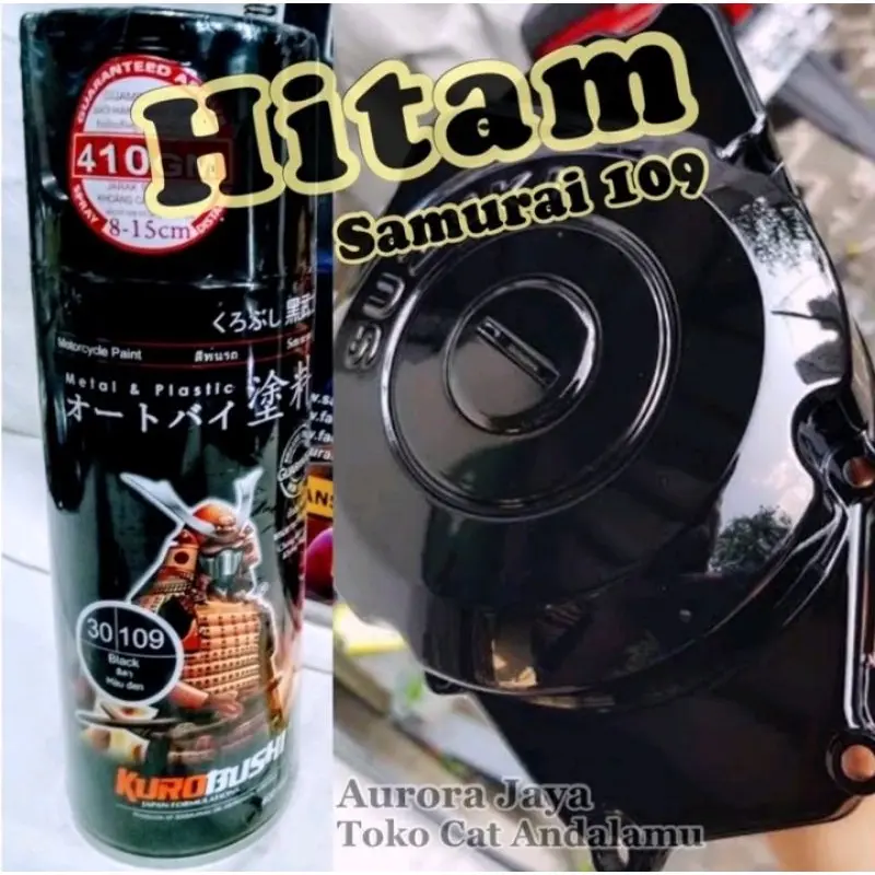 Samurai Pylox Warna Hitam Black SOLID 109 Mengkilap Glossy Gloss 400cc Tahan Bensin