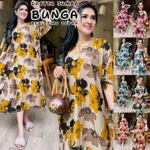 DASTER MOTIF BUNGA DAHLIA RAYON PREMIUM Adem Nyaman Bumil Busui Panjang