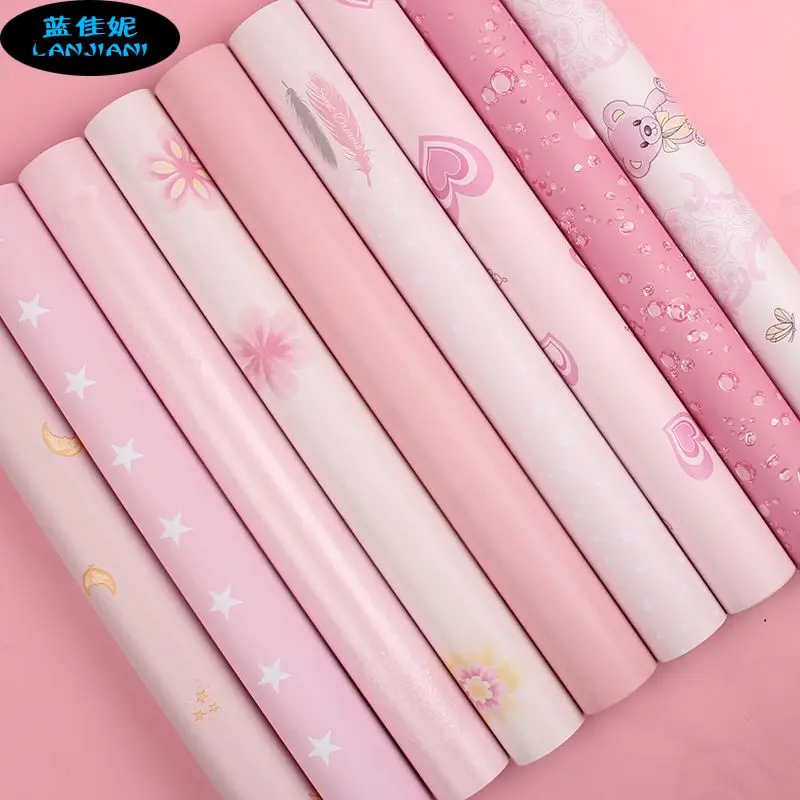 Hình nền công chúa màu hồng Hình dán tự dính phòng ngủ chống thấm nước Hình nền trang trí cho bé gái Hình dán cải tạo đồ nội thất tủ quần áo để bàn 1