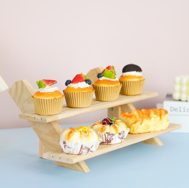 Kệ gỗ 2 Tầng trưng bày trang trí mô hình nước hoa bằng cao su để bàn