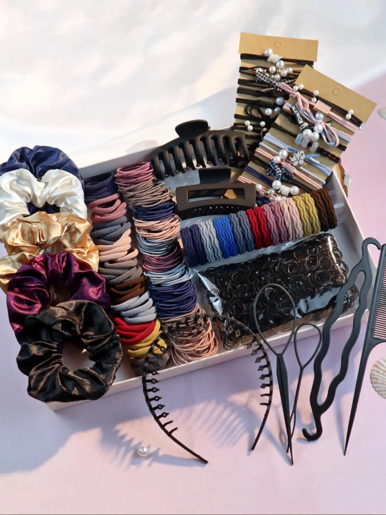 Hair Accessories Set, Elastics  Hair Scrunchies & Hairbands & Hair Claw Clip Hair Styling Tool Set, Fashion Hair Accessories for Women & Girls