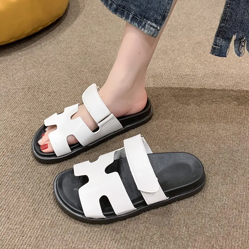 Fom nhỏ đặt tăng 1 size, Dép nữ quai trắng, quai dán độn đế 4cm siêu hot