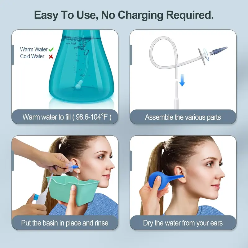 Portable Ear Cleaning Kit, 1 Box Ear Wax Removal Tool, Manual Ear Washing System, Ear Cleaning Tool for Adults & Children 8