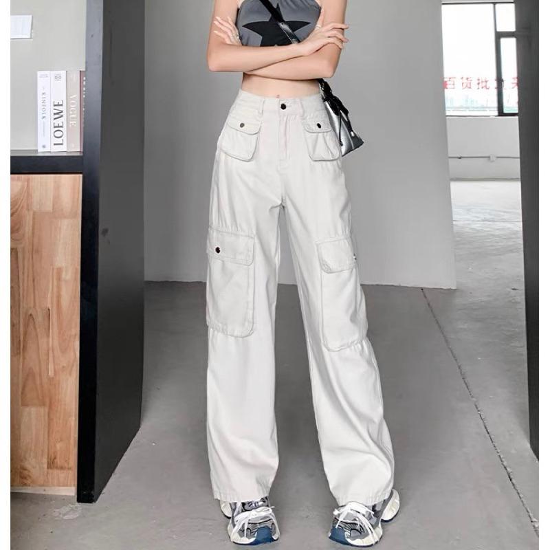 BEIGE JEANS CELANA PANJANG WANITA CARGO LONG PANTS WOMEN MX681 3