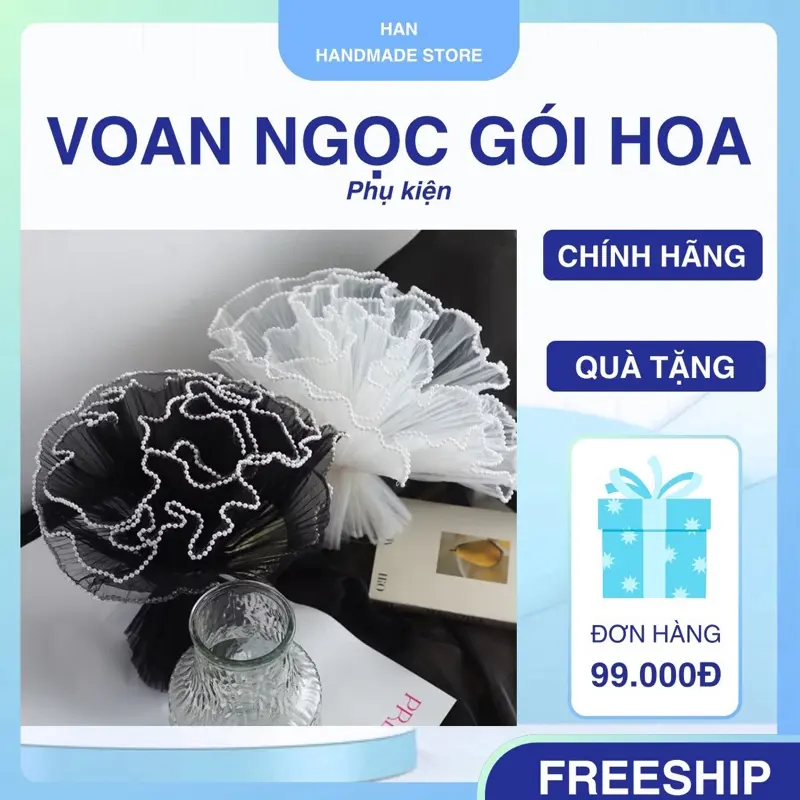 Vải voan trắng có ngọc rộng 28cm dài 4.5m 0