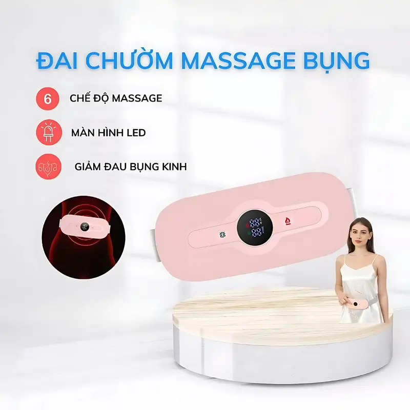 Đai Massage Chườm Nóng KAW Làm Giảm Đau Bụng Kinh, Nhiều Chế Độ, Quà Tặng Cho Bạn Gái 0