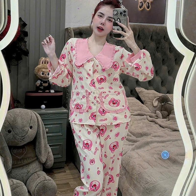 Đồ bộ pijama nữ tay dài lụa mango phối túi nhiều mẫu, thiết kế mới dễ thương, đồ bộ nữ mặc nhà thoải mái, pijama nữ lụa mịn mát, size dưới 60kg, đồ bộ pizama tay dài Yuri Phương Shop 6