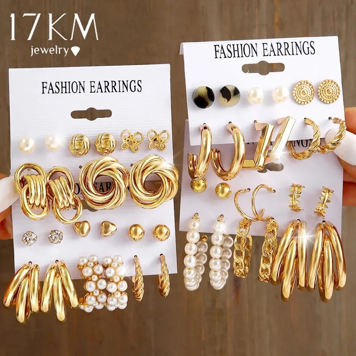 17KM 12pcs Retro Hoop Earrings Set For Women Charms Butterfly Heart Resin Geometric Piercing Dangle Earrings Hypoallergenic Jewelry Accessories